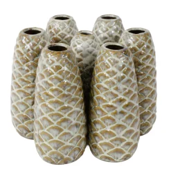 Deko Vase Zapfen, Keramikvase braun-beige, 18cm