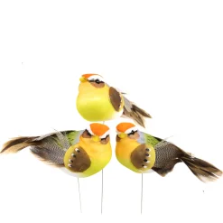 Deko Vogel am Metalldraht, kleiner Vogel mit Federn, Bastelvogel, 15cm