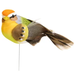 Deko Vogel am Metalldraht, kleiner Vogel mit Federn, Bastelvogel, 15cm