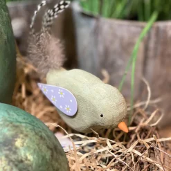 Deko Vogel, Holzvogel, grün oder creme, 13x10cm