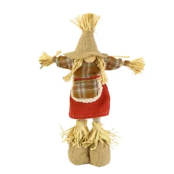 Deko Vogelscheuche Frau, Vogelscheuche aus Jute und Stoff, 36cm
