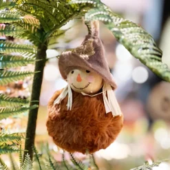 Deko Vogelscheuchen Halloween, Plüsch Vogelscheuche orange und grün, 12cm, Hänger