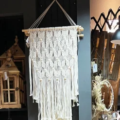 Deko Wandhänger Boho, creme, Makramee, 135x65cm, Hänger