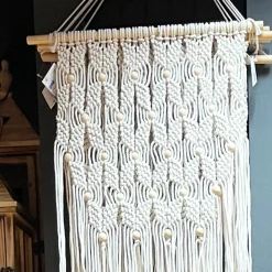 Deko Wandhänger Boho, creme, Makramee, 135x65cm, Hänger