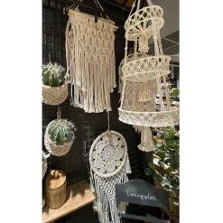 Deko Wandhänger Boho, creme, Makramee, 135x65cm, Hänger