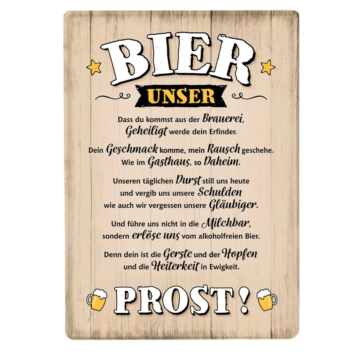 Deko Wandschild Bier, Metallschild Bier unser...Prost, 42x30cm, Gilde