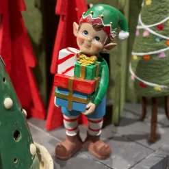 Deko Weihnachtselfe, Elfe mit Geschenke, 22cm