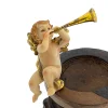 Deko Weihnachtsengel Nostalgie, Engel mit Trompete, Kantenhocker, 10cm, Polyresin
