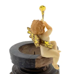 Deko Weihnachtsengel Nostalgie, Engel mit Trompete, Kantenhocker, 10cm, Polyresin