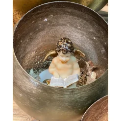 Deko Weihnachtsengel Nostalgie, Engel mit Buch, Kantenhocker, 9cm, Polyresin