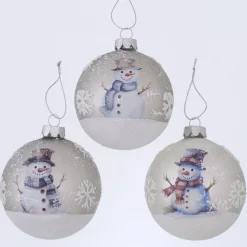 Deko Weihnachtskugeln Schneemann Frosty, beschneite und geeiste Glaskugeln, Boltze Home Collection