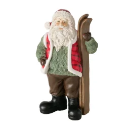 Deko Weihnachtsmann Marino, Nikolaus mit Ski und Strickpullover, 25cm, Boltze Home Collections