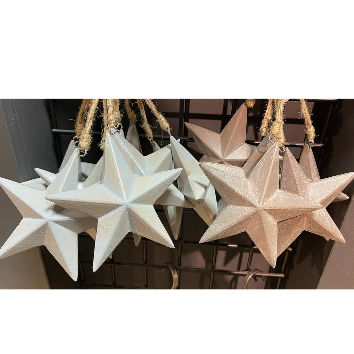 Deko Weihnachtsstern, Holzstern glänzend grau used look, Ø10cm, Hänger