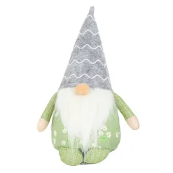 Deko Wichtel, Gartenwichtel mit Wellenhut grau und Blumenkörper, 24cm