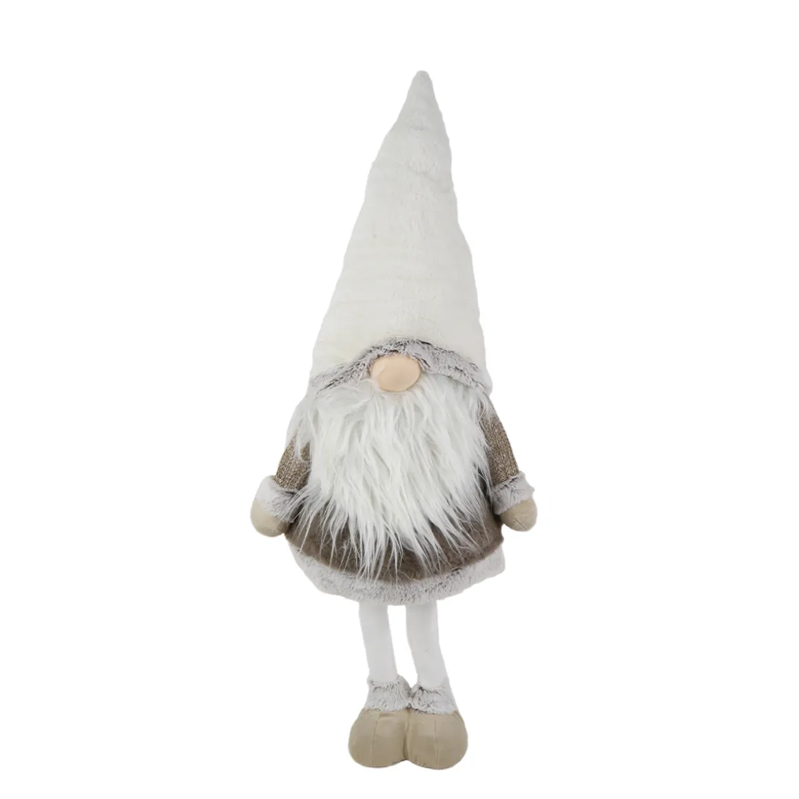 Deko Wichtel, großer Winterwichtel mit langem Bart, weiß-braun, 150cm