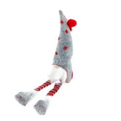 Deko Wichtel, Weihnachtszwerg Santa Romeo mit Bammelbeine, graue Filzmütze mit Sterne, 46cm