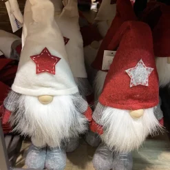 Deko Wichtel, Weihnachtszwerg Santa Benji Joel, weiße Filzmütze mit Stern, 46cm