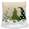 Deko Wichtelkissen Dans, Kissen mit 3 Weihnachtswichtel, grün-weiß, 40x40cm