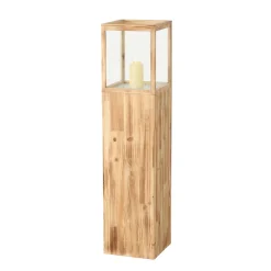 Deko Windlicht Elba, Holzturm mit Sichtscheibe aus Glas, Naturholz, 115cm, Boltze Home Collections