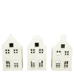 Deko Windlicht, Haus Claire Blanc, Quadratdach, weiß unfinish, 25cm, Metall