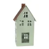 Deko Windlicht Haus, Metallhaus rost-grün, 31cm, Metall