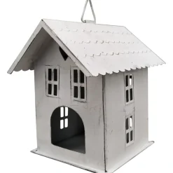 Deko Windlicht, Haus mit Herz, antikweiß, used look, 14x14cm, Metall