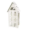 Deko Windlicht Haus Sternchen, Metallhaus mit Sternchen, creme antik, used look, 27x12cm