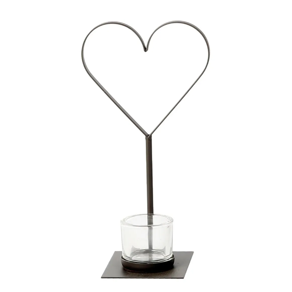 Deko Windlicht Herz Constanze, Metallherz auf Metallständer, 30cm, WMG Grünberger