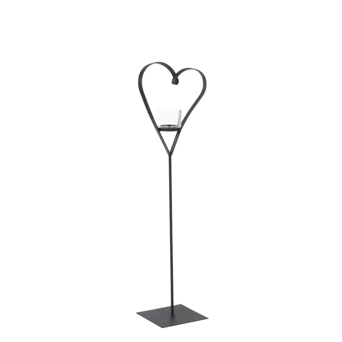 Deko Windlicht Herz Diana, geschwungenes Metallherz auf Metallständer, 100cm, WMG Grünberger