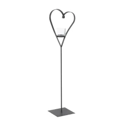 Deko Windlicht Herz Diana, geschwungenes Metallherz auf Metallständer, 135cm, WMG Grünberger