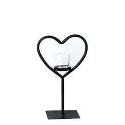 Deko Windlicht Herz Elisa, Metallherz auf Fuß, 30cm, WMG Grünberger