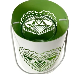 Deko Windlicht Hochzeit,  Metallwindlicht mit Herz und Vögel, 7x10cm