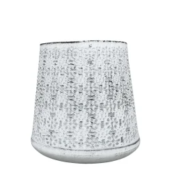 Deko Windlicht Ornament Antik, durchscheinend, weiß used look, 9x13cm, Metall