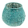 Deko Windlicht Ornament, Kerzenhalter türkis, shabby chic, 10x8cm, Metall