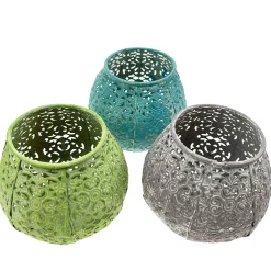 Deko Windlicht Ornament, Kerzenhalter grün, shabby chic, 10x8cm, Metall