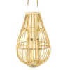 Deko Windlicht Rattan natur, Korbwindlicht Boho mit Henkel, 50cm