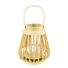 Deko Windlicht Rattan natur, Korbwindlicht Boho mit Henkel, 17x25cm
