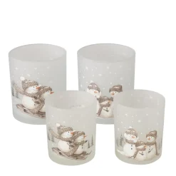 Deko Windlicht Schneemann Frosty, Kerzenglas matt, 10cm, Boltze Home Collection