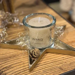 Deko Windlicht Weihnachtsstern Antikgold, Metallwindlicht in Sternform, 20cm, WMG Grünberger