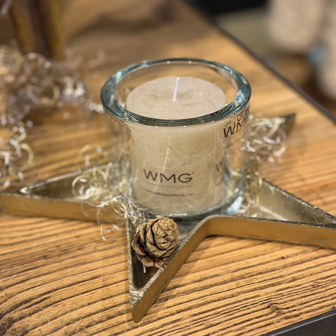 Deko Windlicht Weihnachtsstern Antikgold, Metallwindlicht in Sternform, 20cm, WMG Grünberger