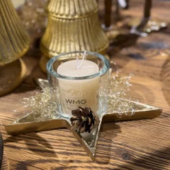 Deko Windlicht Weihnachtsstern Antikgold, Metallwindlicht in Sternform, 20cm, WMG Grünberger