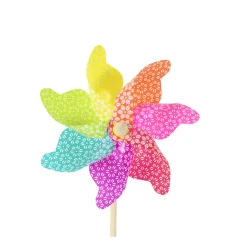 Deko Windrad neon bunt, Windrad mit Muster, 55cm, Kunststoff