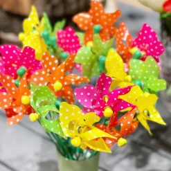 Deko Windrad, pink mit Punkte, 27cm, Kunststoff