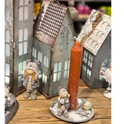 Deko Winterkind Junge mit Ski, Skifahrer mit Mütze, 14cm