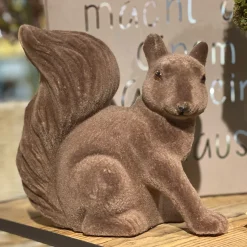 Deko Eichhörnchen samtlook braun, Kunststoff Eichhörnchen, 18cm