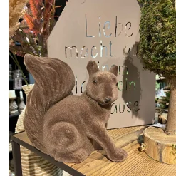 Deko Eichhörnchen samtlook braun, Kunststoff Eichhörnchen, 18cm