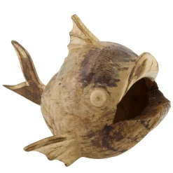 Deko Fisch Kugelfisch, Holzfisch Naturholz, 38x35cm, DIJK Natural Collections