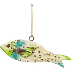 Deko Fisch used look, Metallfisch beige, Hänger, 22cm
