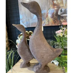 Deko Gans Naturholz, Holzgans grau sägerau, 45cm, WMG Grünberger