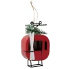 Deko Gondel Galero rot mit Tannenbaum und weißen Ski, Seilbahn, Skigondel aus Metall, Boltze Home Collections